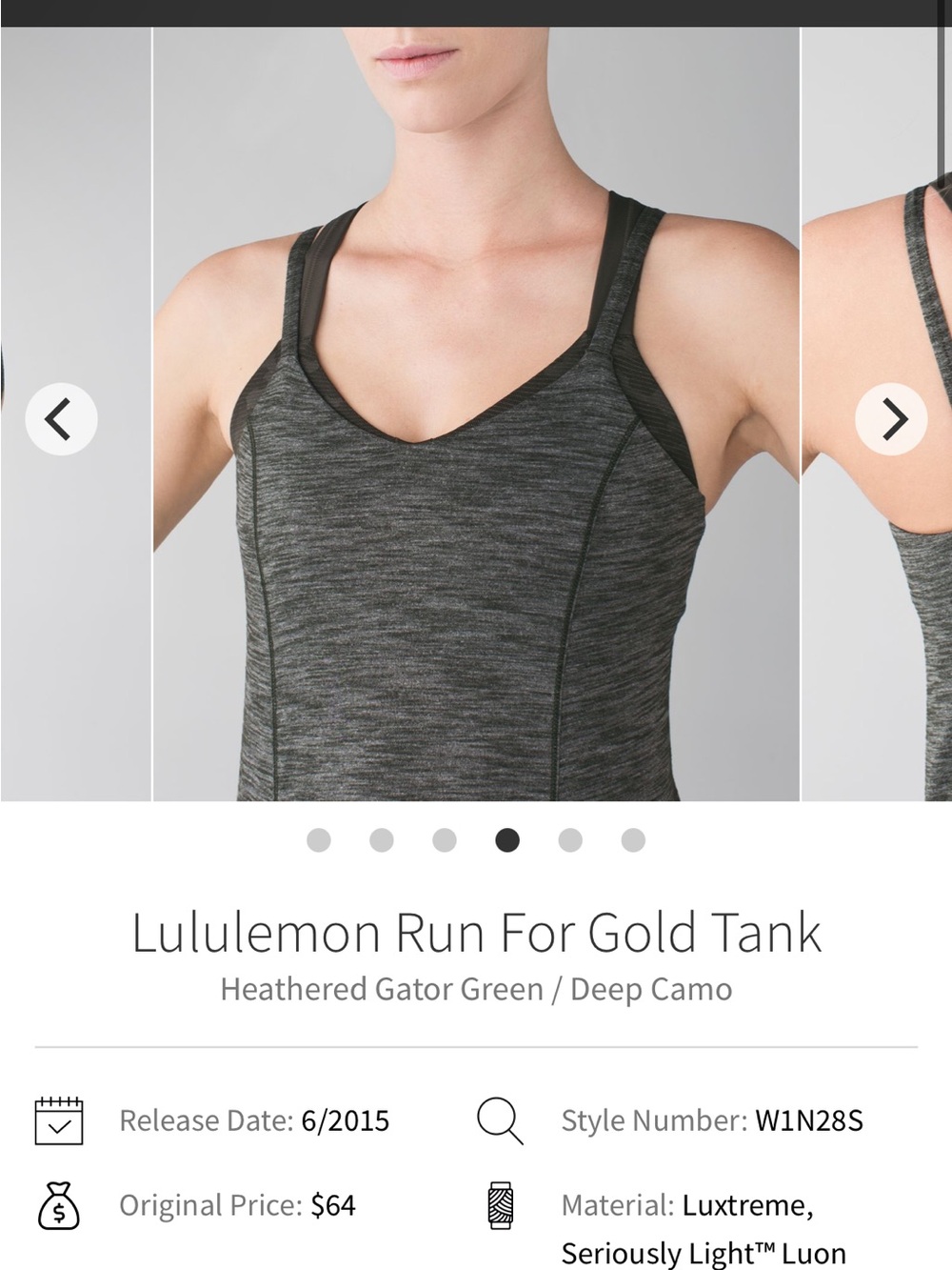lululemon athletica Heathered Dark Green Tank